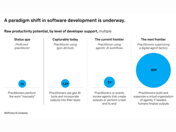 McKinsey onderscheidt 4 niveaus van maturiteit in softwareontwikkeling ondersteund door AI